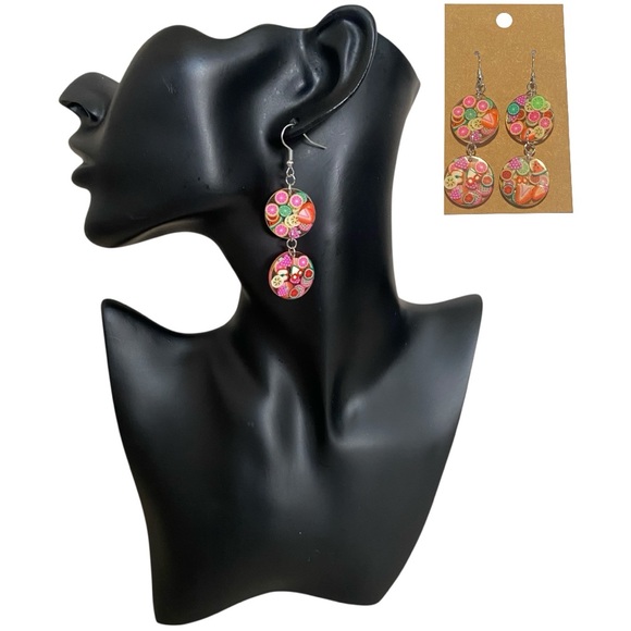 NEW Handmade Mixed Fruit Resin Drop Dangle Handcrafted Lightweight Earrings - Picture 1 of 8